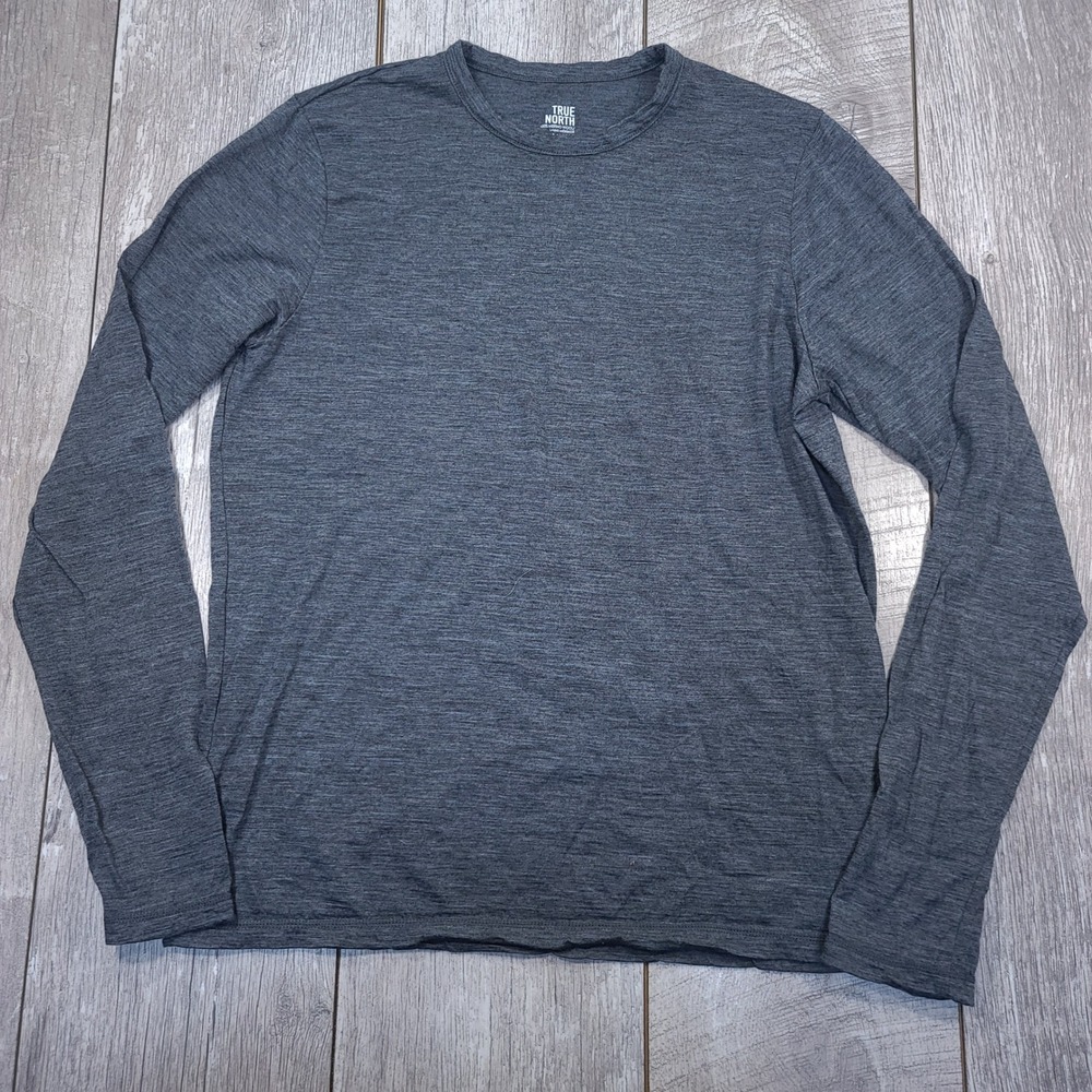 True North Long Sleeve Shirt Mens S Grey 100% Merino Wool Base Layer Canada